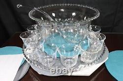Candlewick Clear 15 Piece Punch Bowl Set by Imperial Glass Ohio