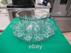Candlewick Clear Piece Punch Bowl Set by Imperial Glass Ohio 12 CUPS With ORIG BOX