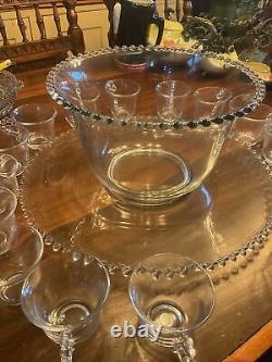 Candlewick Clear by Imperial Glass Ohio 20 Pc Vintage Glass Punch Bowl Set