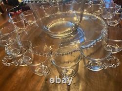 Candlewick Clear by Imperial Glass Ohio 20 Pc Vintage Glass Punch Bowl Set