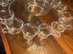 Candlewick Clear by Imperial Glass Ohio 20 Pc Vintage Glass Punch Bowl Set