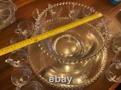 Candlewick Clear by Imperial Glass Ohio 20 Pc Vintage Glass Punch Bowl Set