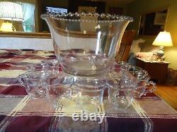 Candlewick Elegant Glass 400/128 14 pc Punch Bowl Set on Base