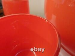 Carlo Moretti Murano Cased Glass Tango Style Red Orange Cased Punch Bowl Set