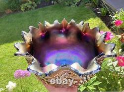 Carnival Glass 8pc Northwood Grape & Cable Amethyst / Purple Punch Bowl