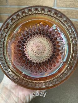 Carnival Glass Imperial Marigold Hobstar Punch Bowl With Stand Fruit Bowl