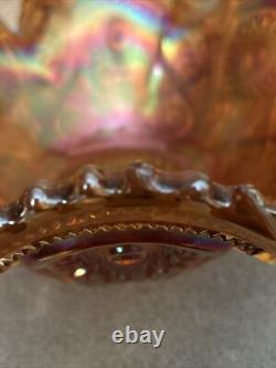 Carnival Glass Imperial Marigold Hobstar Punch Bowl With Stand Fruit Bowl