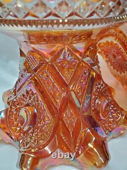 Carnival Glass Marigold Imperial Punch Bowl and Base Hobster and Arches Ruffled