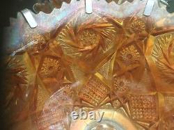 Carnival Glass Marigold Whirling Star Pattern Punch Bowl With 12 Cups 1951