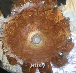 Carnival Glass Marigold Whirling Star Pattern Punch Bowl With 12 Cups 1951