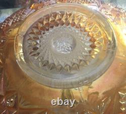 Carnival Glass Marigold Whirling Star Pattern Punch Bowl With 12 Cups 1951