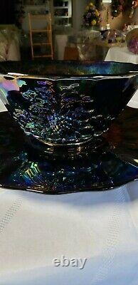Carnival Glass Punch Bowl With Plate and Ladle and 8 cups