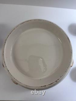 Ceramic Punch Bowl Set with 6 Cups Floral Motif and Reindeer