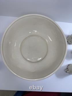 Ceramic Punch Bowl Set with 6 Cups Floral Motif and Reindeer