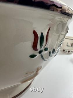 Ceramic Punch Bowl Set with 6 Cups Floral Motif and Reindeer