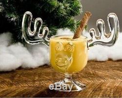 Christmas Vacation Glass Moose Mug Punch Bowl Set w/ Set of 4 Moose Mugs 