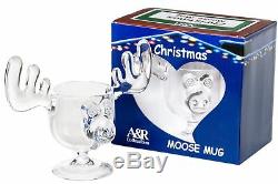 Christmas Moose Mug Punch Bowl Set with 6 Moose Mugs Safer Than Glass
