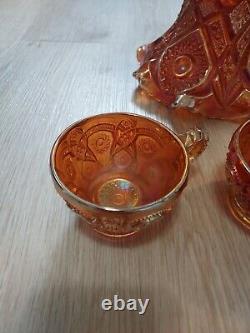 Circa Fashion Marigold Carnival by Imperial Glass Punch Bowl With Base & 3 Cups