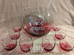 Ciroc LE Watermelon Glass Party Punch Bowl Set w 8 Cups