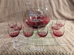 Ciroc LE Watermelon Glass Party Punch Bowl Set w 8 Cups