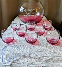 Ciroc LE Watermelon Glass Party Punch Bowl Set w 8 Cups