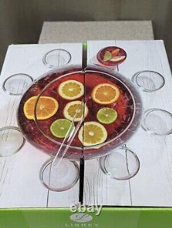 Ciroc LE Watermelon Glass Party Punch Bowl Set w 8 Cups