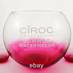 Ciroc LE Watermelon Glass Party Punch Bowl Set w 8 Cups and 10 Cocktail Sticks