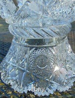 Clark ABP American Brilliant Cut Glass Crystal Punch Bowl Pedestal Base Owl