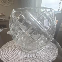 Clear Glass Embossed Geometric Punch Bowl Set with 12 Cups, 13-Piece, Round