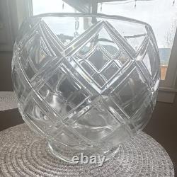 Clear Glass Embossed Geometric Punch Bowl Set with 12 Cups, 13-Piece, Round