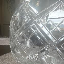 Clear Glass Embossed Geometric Punch Bowl Set with 12 Cups, 13-Piece, Round