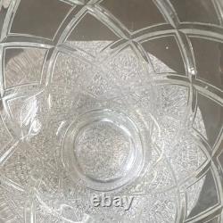 Clear Glass Embossed Geometric Punch Bowl Set with 12 Cups, 13-Piece, Round