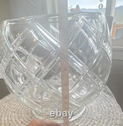 Clear Glass Embossed Geometric Punch Bowl Set with 12 Cups, 13-Piece, Round
