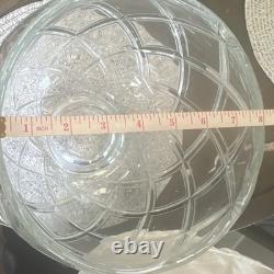 Clear Glass Embossed Geometric Punch Bowl Set with 12 Cups, 13-Piece, Round