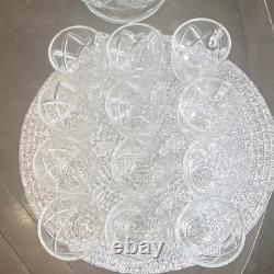Clear Glass Embossed Geometric Punch Bowl Set with 12 Cups, 13-Piece, Round
