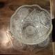 Clear Glass Geometric Cut Pressed Punch Bowl Set with Serving Plate, 2-Piece