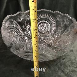 Clear Punch Bowl Set LE Smith Glass Slewed Horseshoe Radiant Daisy 10 Cups