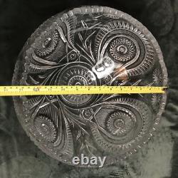 Clear Punch Bowl Set LE Smith Glass Slewed Horseshoe Radiant Daisy 10 Cups
