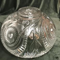 Clear Punch Bowl Set LE Smith Glass Slewed Horseshoe Radiant Daisy 10 Cups