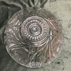 Clear Punch Bowl Set LE Smith Glass Slewed Horseshoe Radiant Daisy 10 Cups