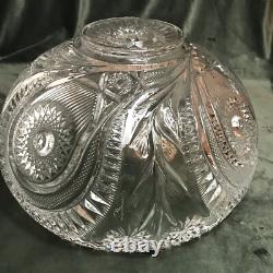 Clear Punch Bowl Set LE Smith Glass Slewed Horseshoe Radiant Daisy 10 Cups