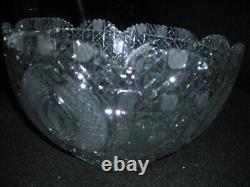 Clearance Sale! Antique American Brilliant Cut Glass Crystal Punch Bowl 12x12x6