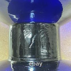 Cobalt Blue Hand Blown Glass Pedestal Fruit Punch Bowl Large Heavy 6 Lbs 8 oz
