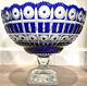 Cobalt Cut to Clear Punch or Fruit Footed Bowl LARGE