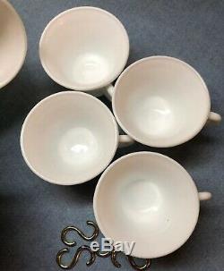 Colony Harvest Grape Milk Glass Punch Bowl withgold base, 12 Cups, ladle and hooks