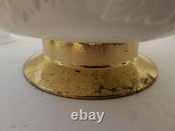 Colony Harvest Grape White Milk Glass Gold Pedestal Punch Bowl 12 Cups Christmas