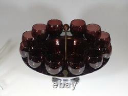 Complete Vintage Deco Hazel Atlas Glass Amethyst Punch Bowl Set Chromium c. 1935