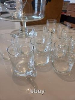 Complete vintage West Virginia Glass punch bowl set with original box. Has 14