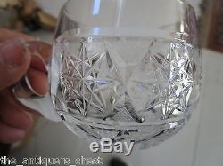 Covered Crystal cut Punch Bowl withladdle & 5 cups
