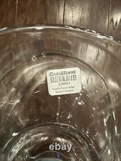 Crate & Barrel New Hand Blown Punch Bowl 14 Piece Set Ladle + 12 Glass Cups